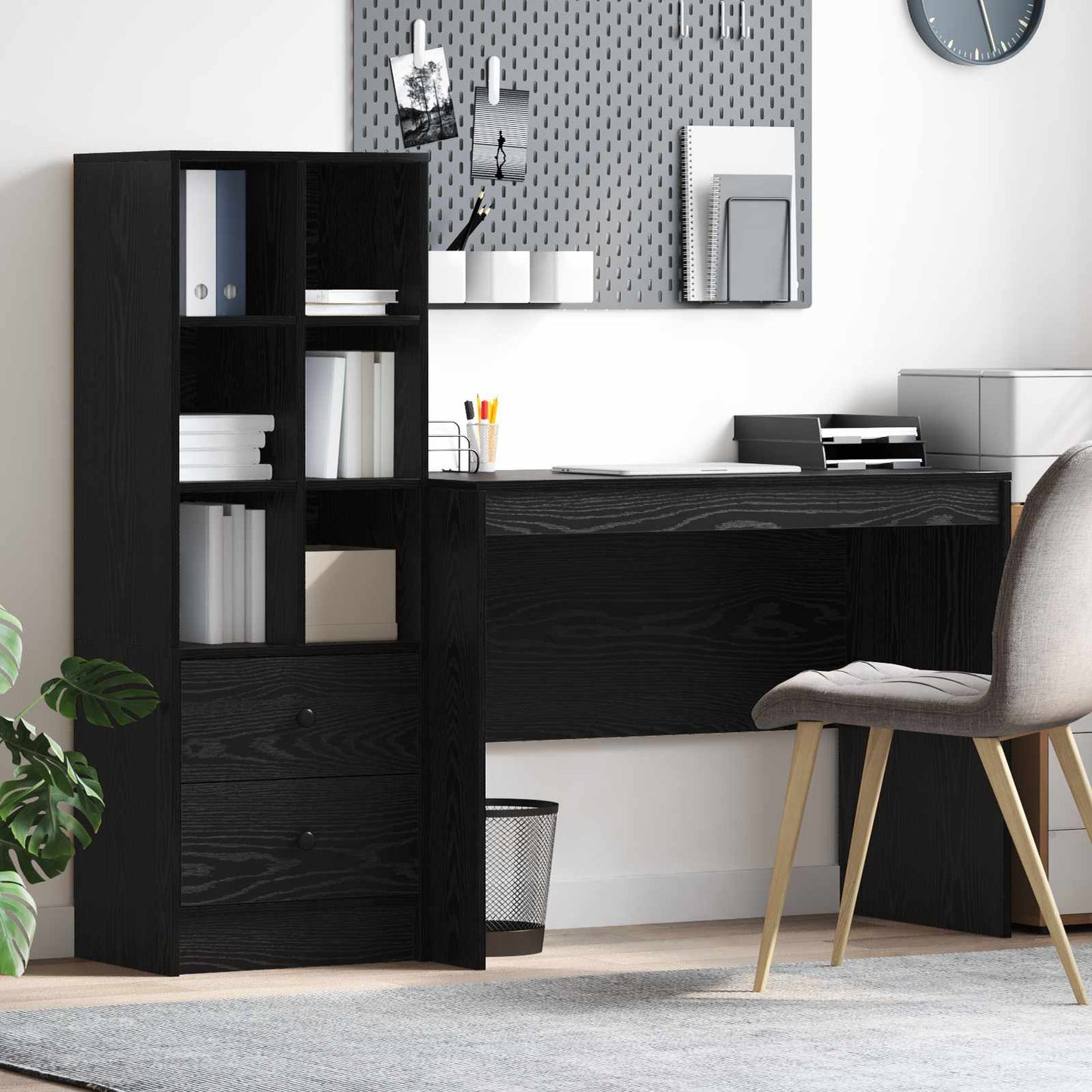Schreibtisch Schwarz Eichen-Optik 145.5 x 50 x 127 cm 2 stk.
