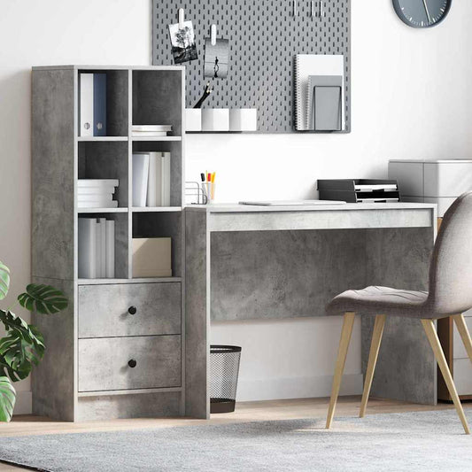 Schreibtisch mit Stauraum 2 pcs Beton Grau 100 x 50 x 76 cm