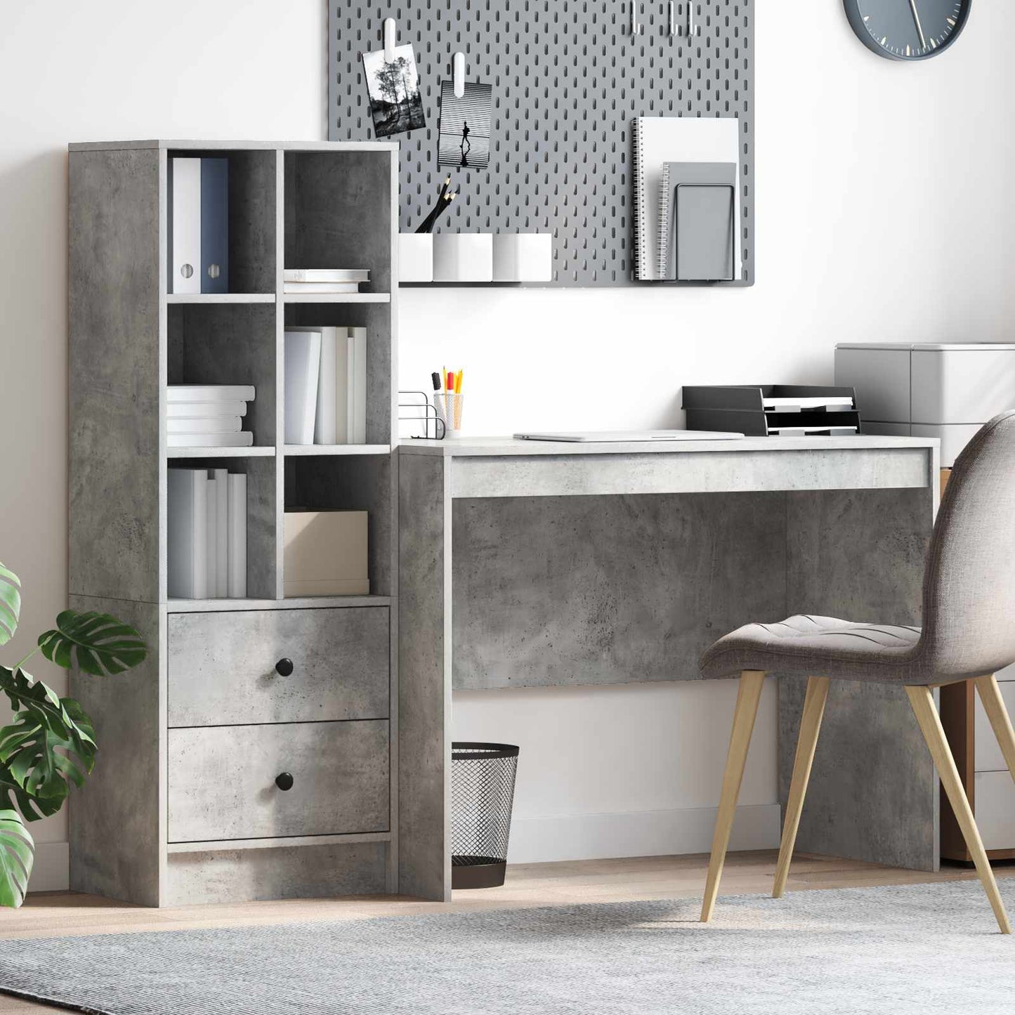 Schreibtisch Beton Grau 145.5 x 50 x 127 cm 2 stk.