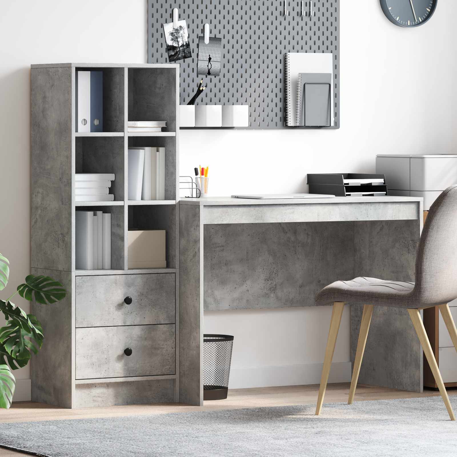 Schreibtisch Beton Grau 145.5 x 50 x 127 cm 2 stk.