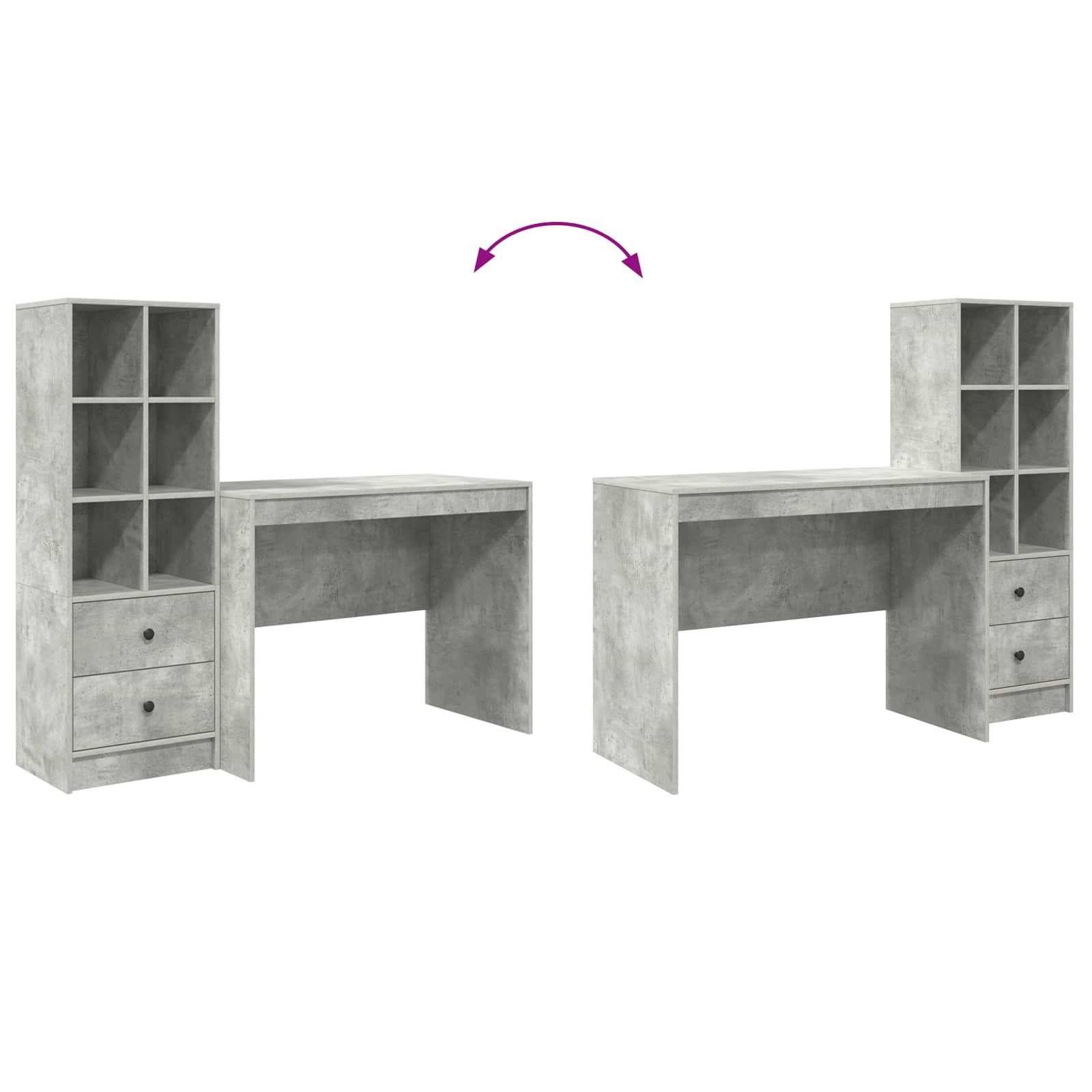 Schreibtisch Beton Grau 145.5 x 50 x 127 cm 2 stk.