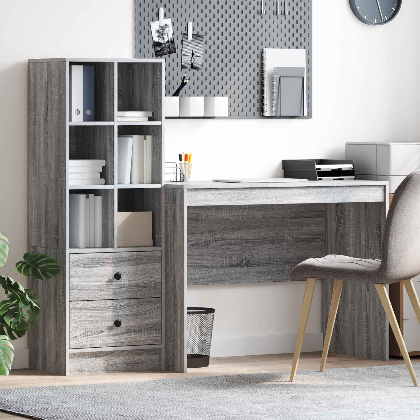 Schreibtisch mit Schubladen 2 pcs Graues Sonoma