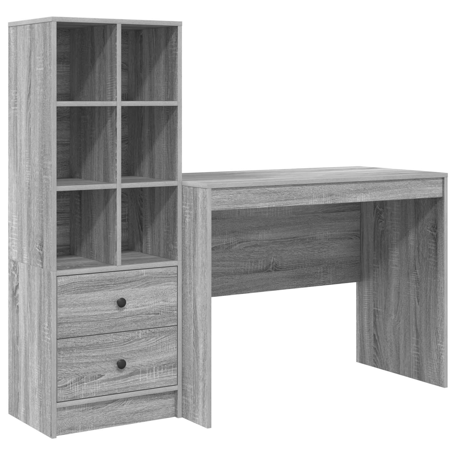 Schreibtisch mit Schubladen 2 pcs Graues Sonoma