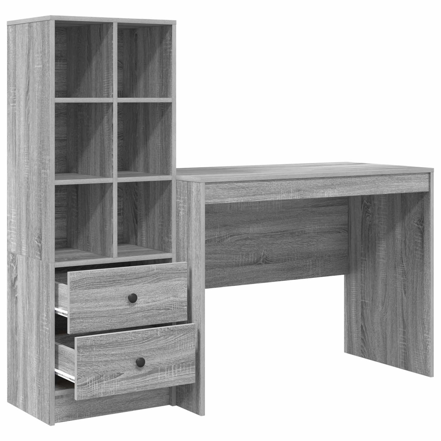 Schreibtisch mit Schubladen 2 pcs Graues Sonoma