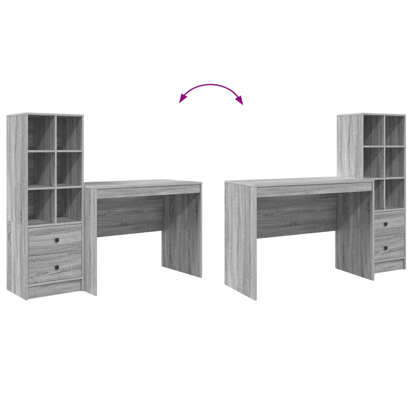 Schreibtisch mit Schubladen 2 pcs Graues Sonoma