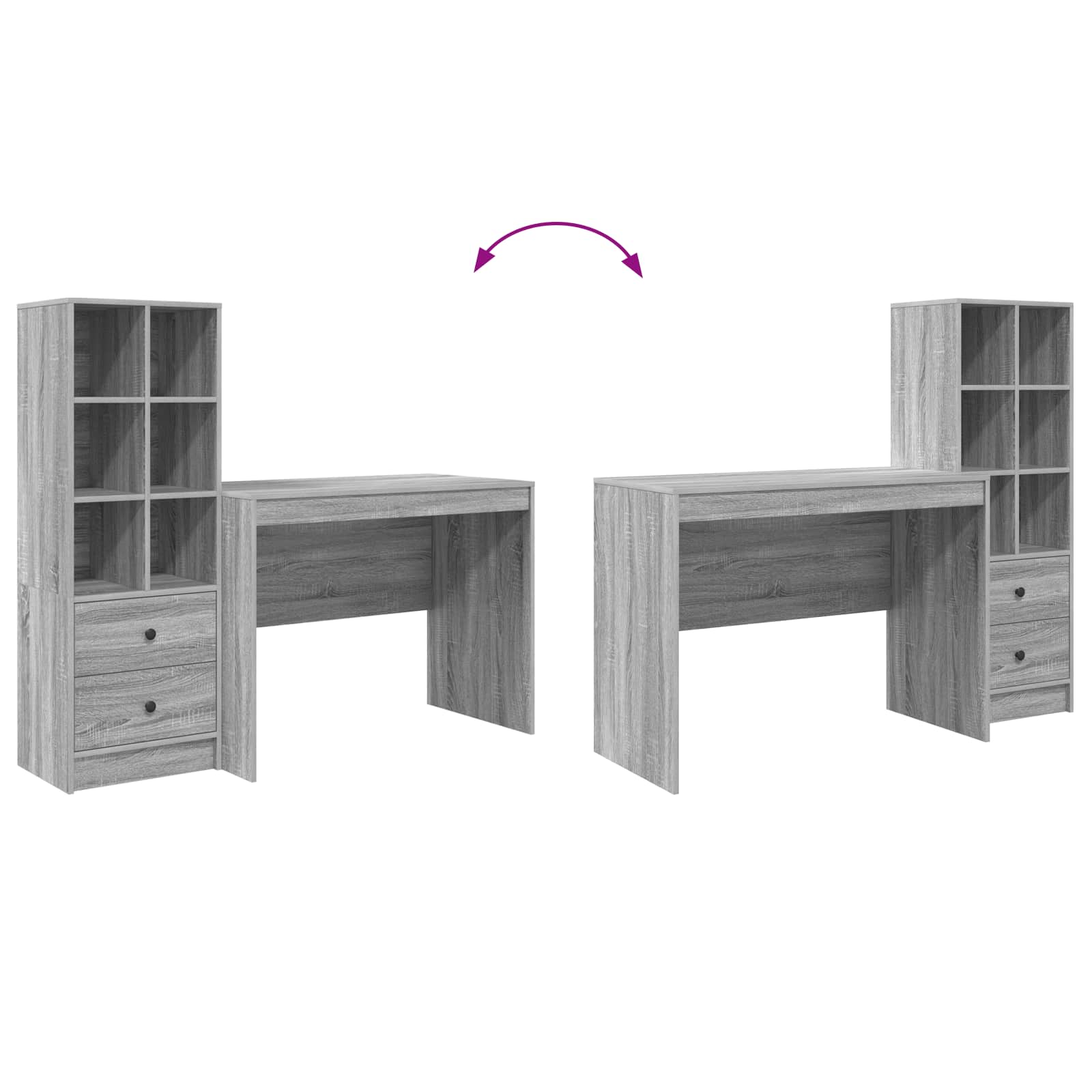 Schreibtisch mit Schubladen 2 pcs Graues Sonoma