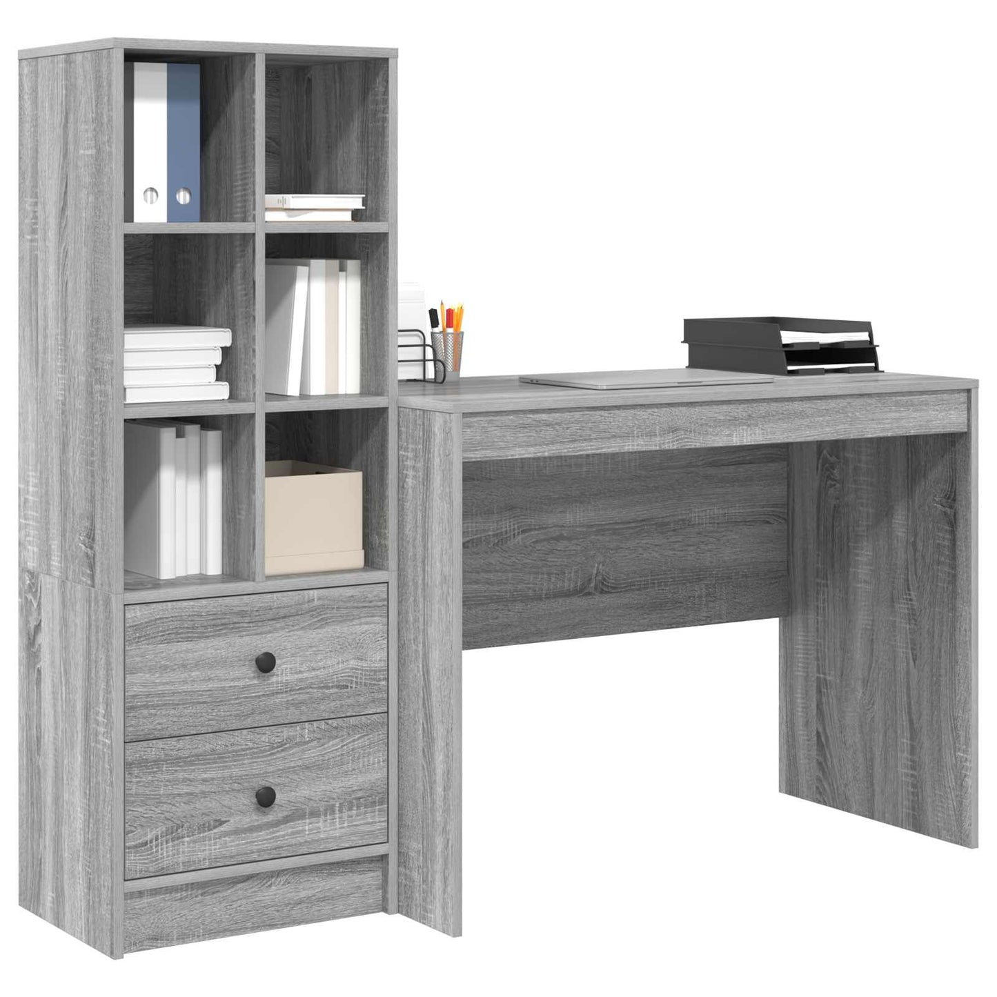 Schreibtisch mit Schubladen 2 pcs Graues Sonoma