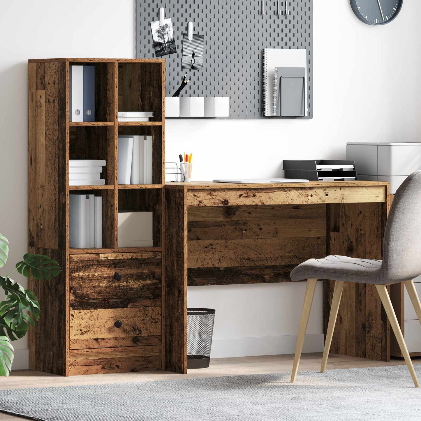 Schreibtisch mit Schubladen 2 pcs Altholz