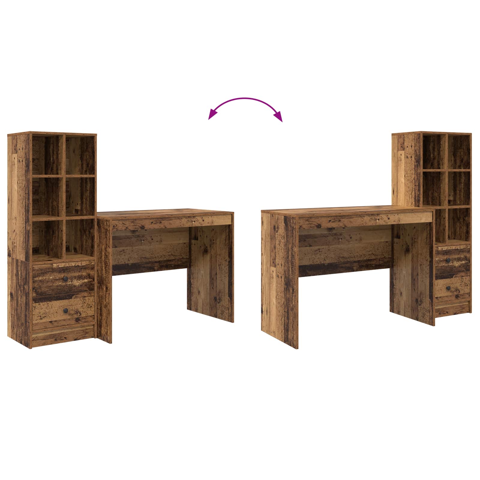 Schreibtisch mit Schubladen 2 pcs Altholz