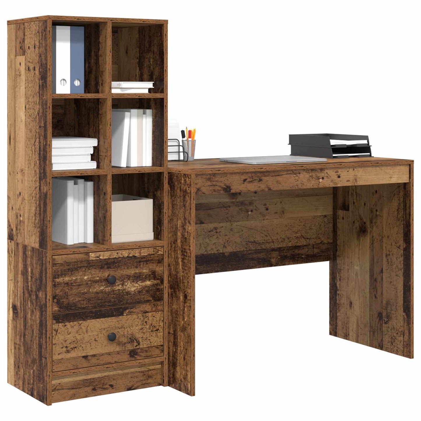 Schreibtisch mit Schubladen 2 pcs Altholz
