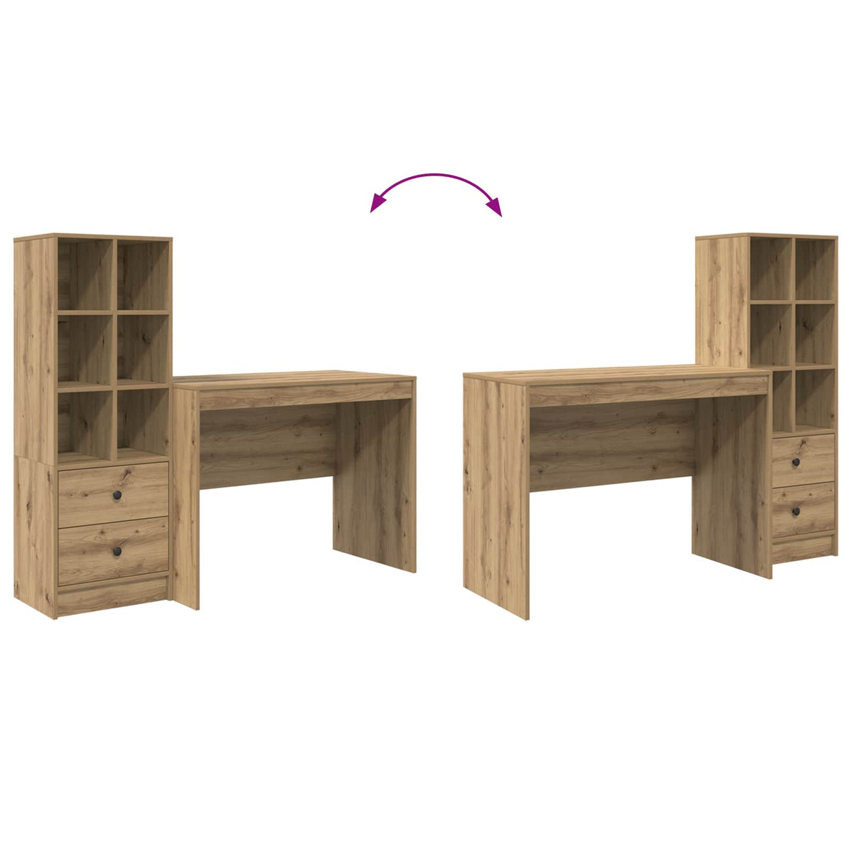 Schreibtisch Artisan-Eiche 145.5 x 50 x 127 cm 2 Stk.