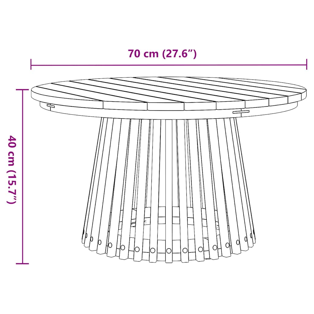 Garden Couchtisch Braun 70 x 70 x 40 cm Teak-Massivholz