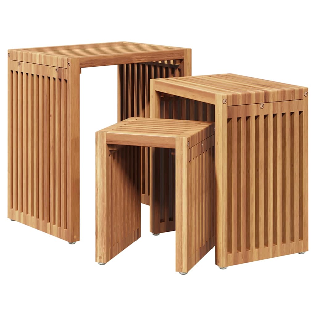 Garten-Beistelltisch 3 stk. Braun 33 x 44,5 x 51 cm