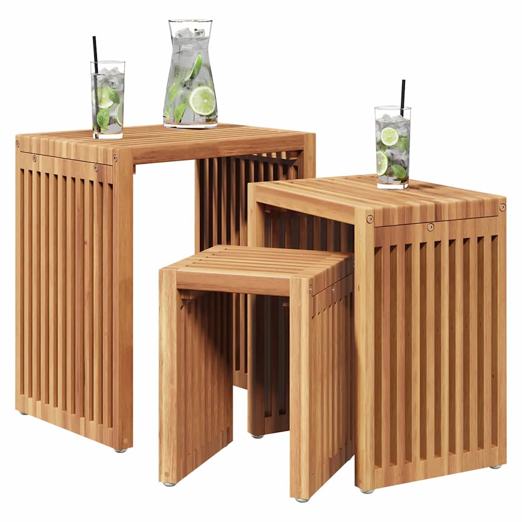 Garten-Beistelltisch 3 stk. Braun 33 x 44,5 x 51 cm