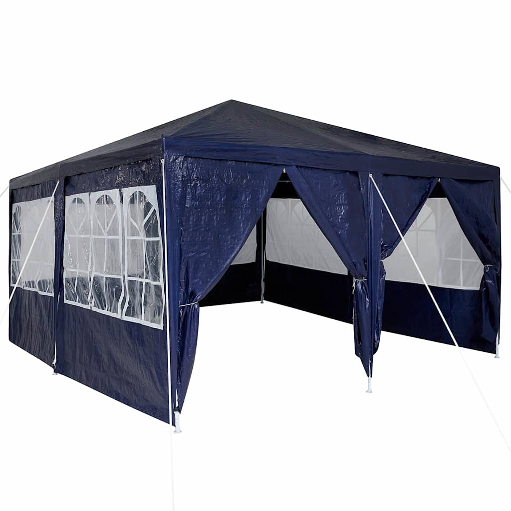 Party-Zelt Blau und Weiß 400 x 400 x 266 cm Polyester und Stahl
