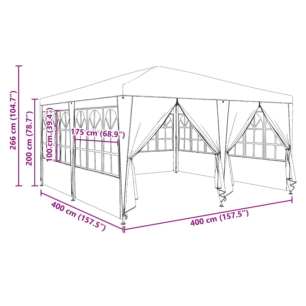 Party-Zelt Blau 400 x 400 x 266 cm Polyethylen