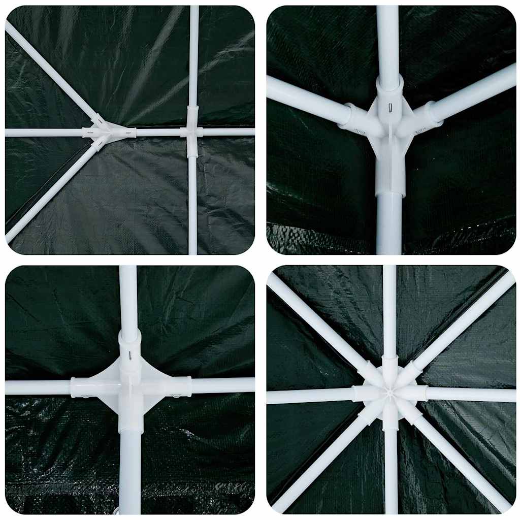 Party-Zelt Grün und Weiß 400 x 400 x 266 cm Polyester und Stahl