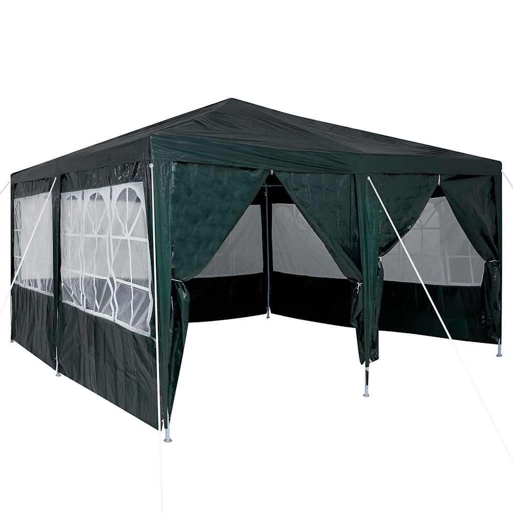 Party-Zelt Grün und Weiß 400 x 400 x 266 cm Polyester und Stahl
