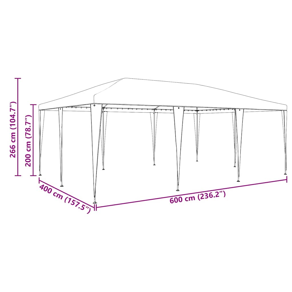 Party-Zelt Weiß 600 x 400 x 266 cm Polyester und Stahl