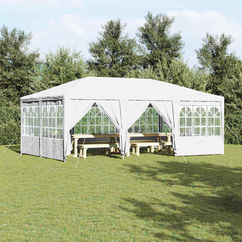Tente de réception avec 10 parois latérales en PE blanc 6x4 m