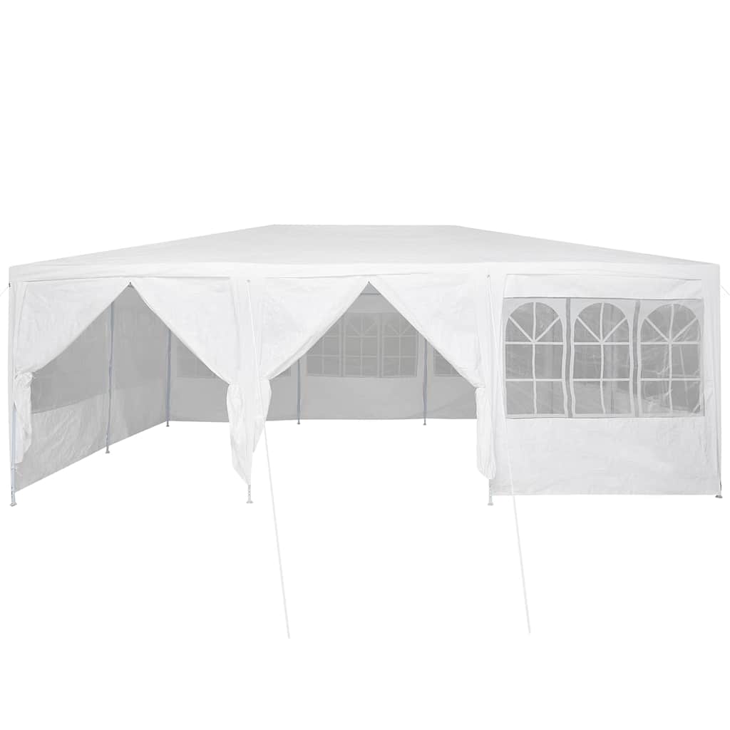 Tente de réception avec 10 parois latérales en PE blanc 6x4 m