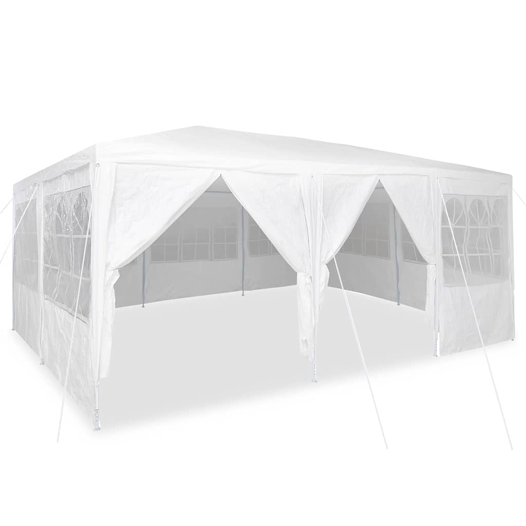 Tente de réception avec 10 parois latérales en PE blanc 6x4 m