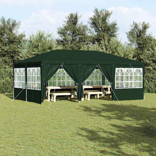 Party-Zelt Grün und Weiß 600 x 400 x 266 cm Polyester und Stahl