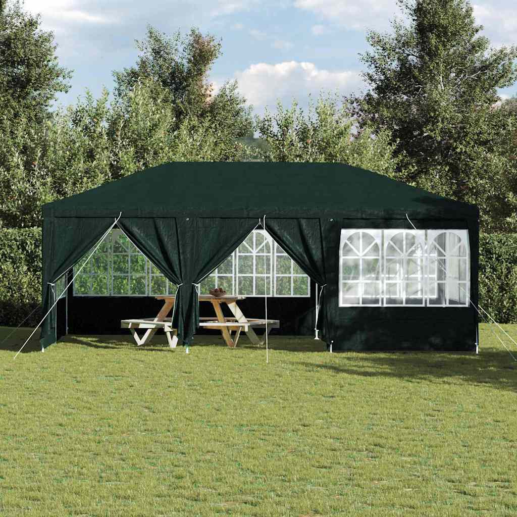 Party-Zelt Grün und Weiß 600 x 400 x 266 cm Polyester und Stahl