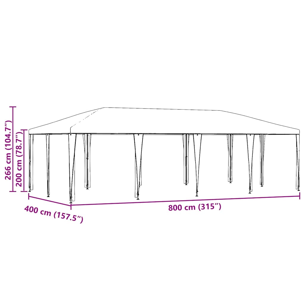 Party-Zelt Anthrazit 800 x 400 x 266 cm Polyethylen und Stahl