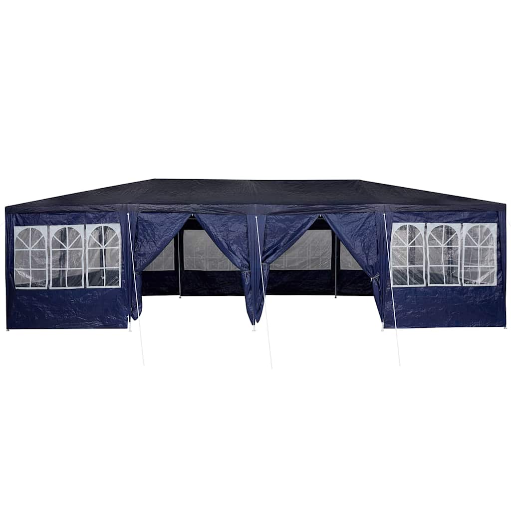 Tente de réception avec 12 parois latérales bleue 8x4 m PE