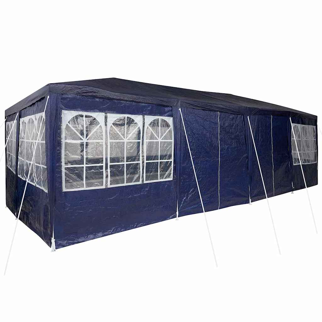 Tente de réception avec 12 parois latérales bleue 8x4 m PE