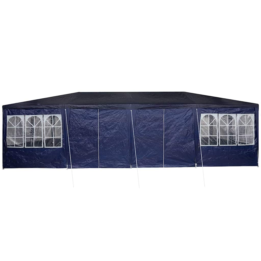 Tente de réception avec 12 parois latérales bleue 8x4 m PE