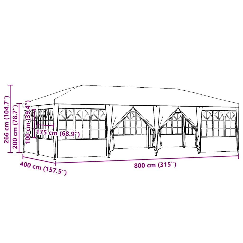 Party-Zelt Anthrazit 800 x 400 x 266 cm Polyethylen
