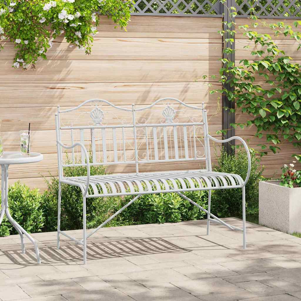 Gartenbank Antik Weiß 103,5 x 59 x 89 cm Stahl