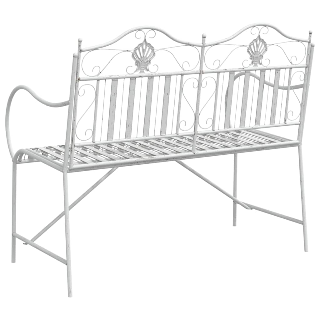 Gartenbank Antik Weiß 103,5 x 59 x 89 cm Stahl