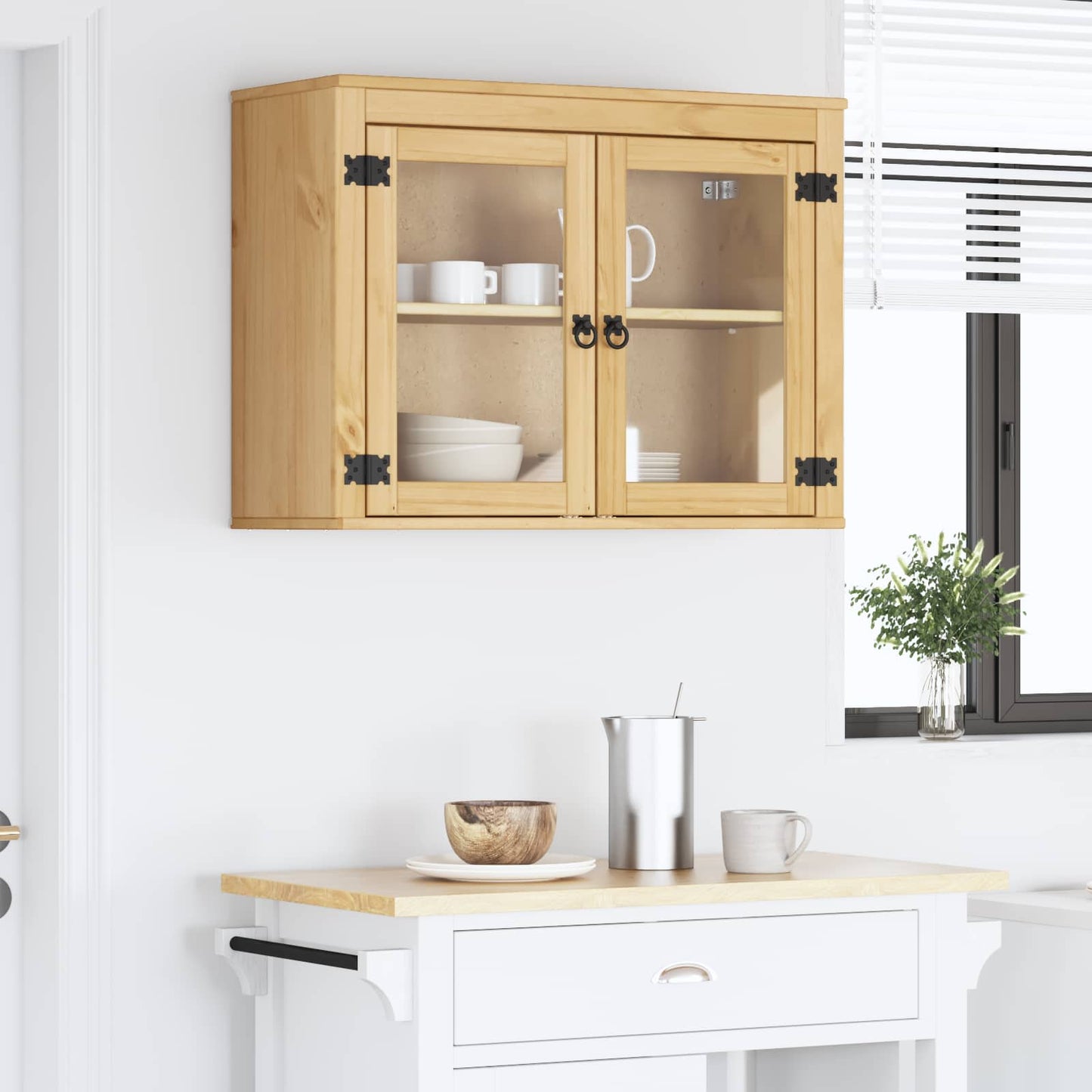 Schrank SKI Honigbraun 80 x 32 x 60 cm Massives Kiefernholz
