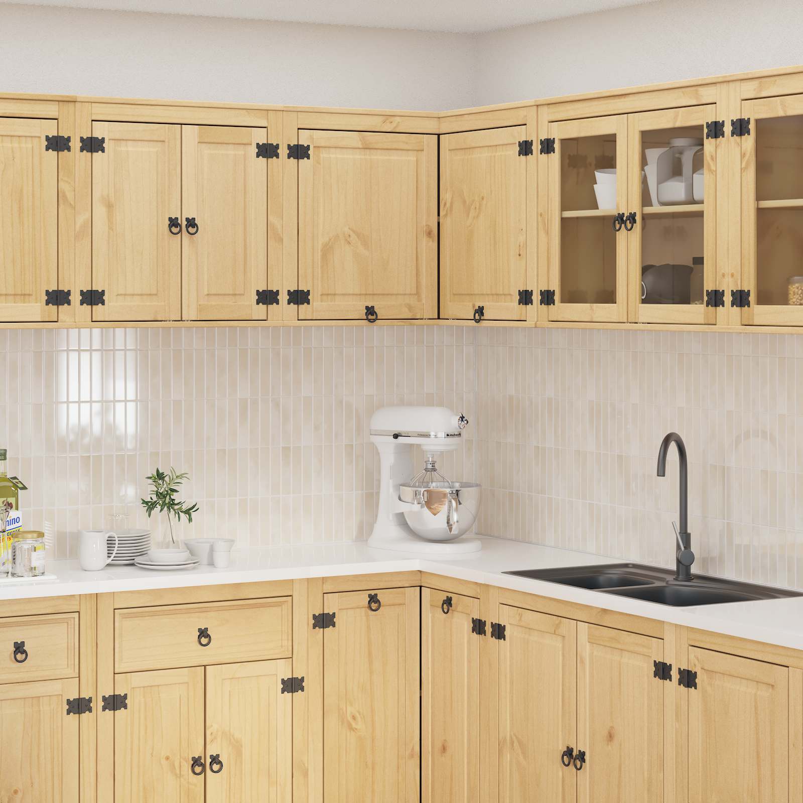 Schrank SKI Honigbraun 80 x 80 x 60 cm Massives Kiefernholz