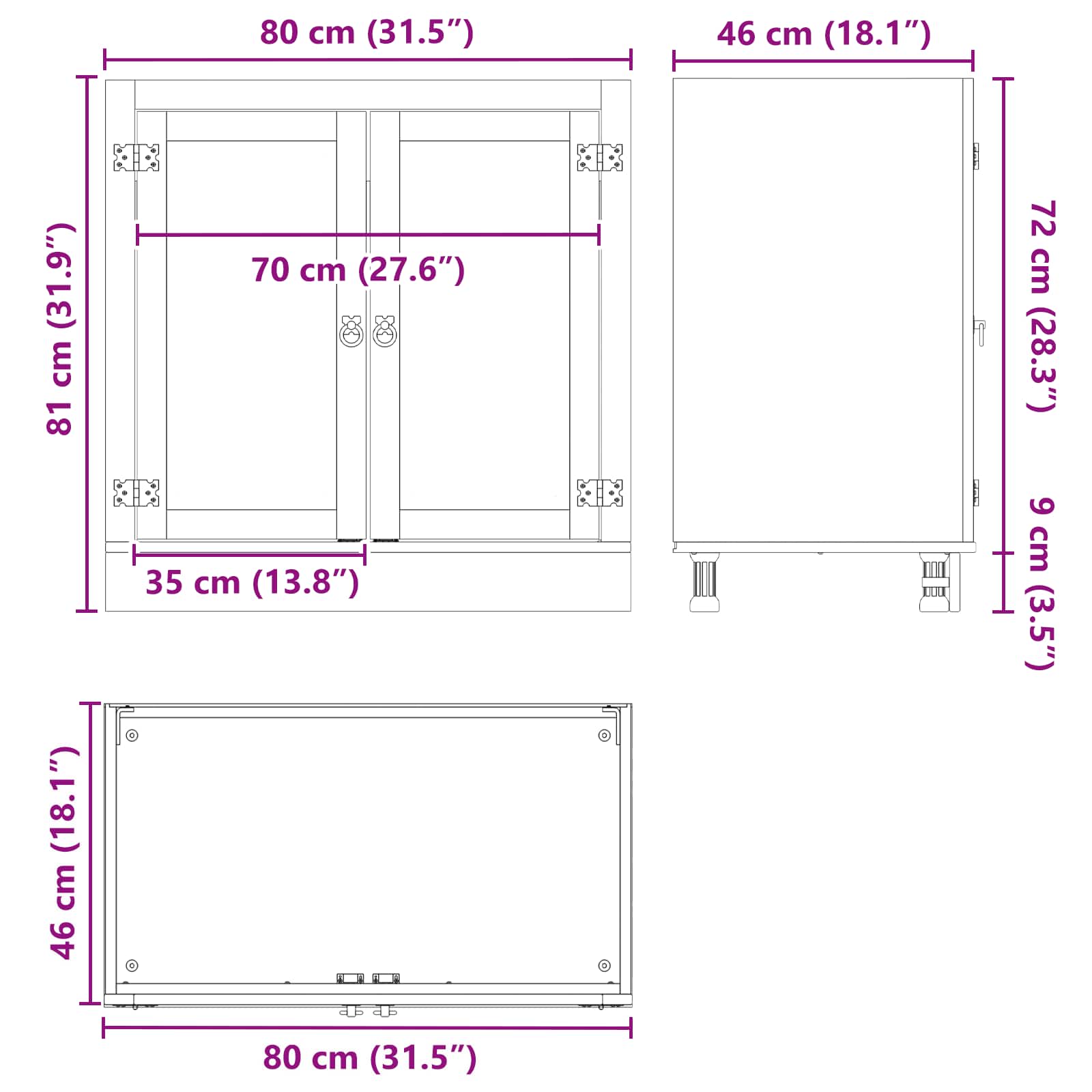 Schrank SKI Honigbraun 80 x 46 x 81 cm Massives Kiefernholz
