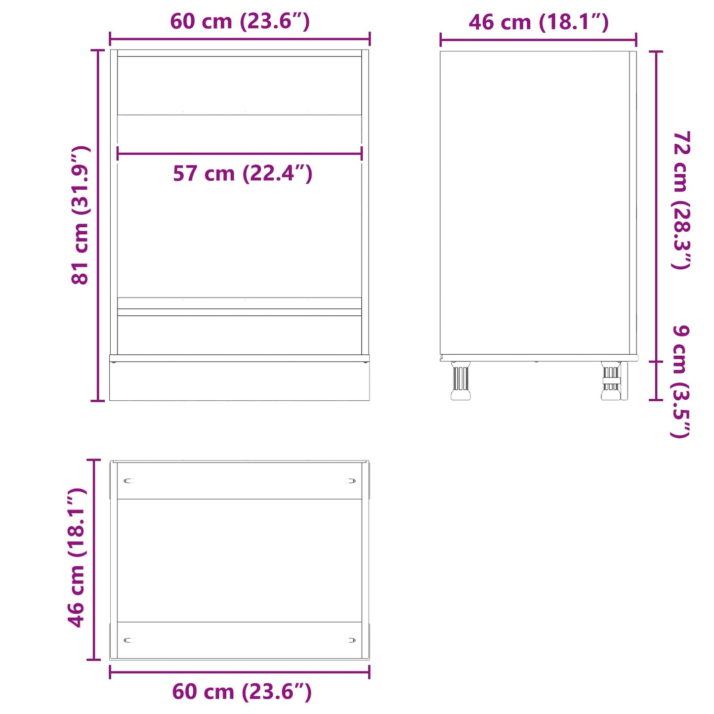 Schrank SKI Honigbraun 60 x 46 x 81 cm Massives Kiefernholz