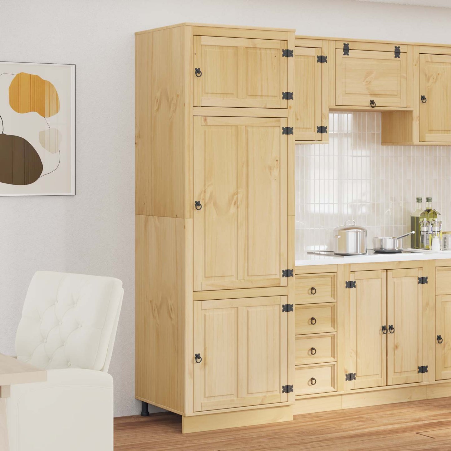 Schrank SKI Honigbraun 66 x 58 x 207 cm Massives Kiefernholz