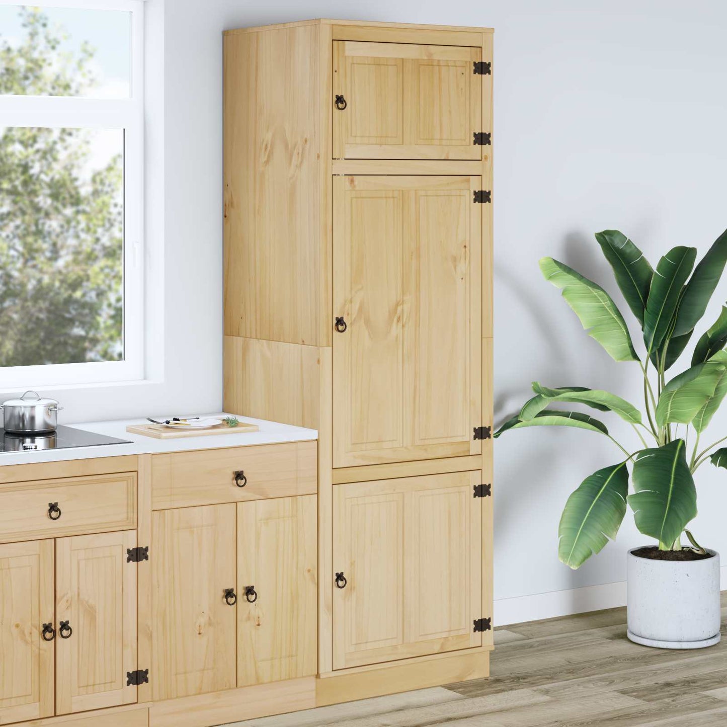 Schrank SKI Honigbraun 66 x 58 x 207 cm Massives Kiefernholz