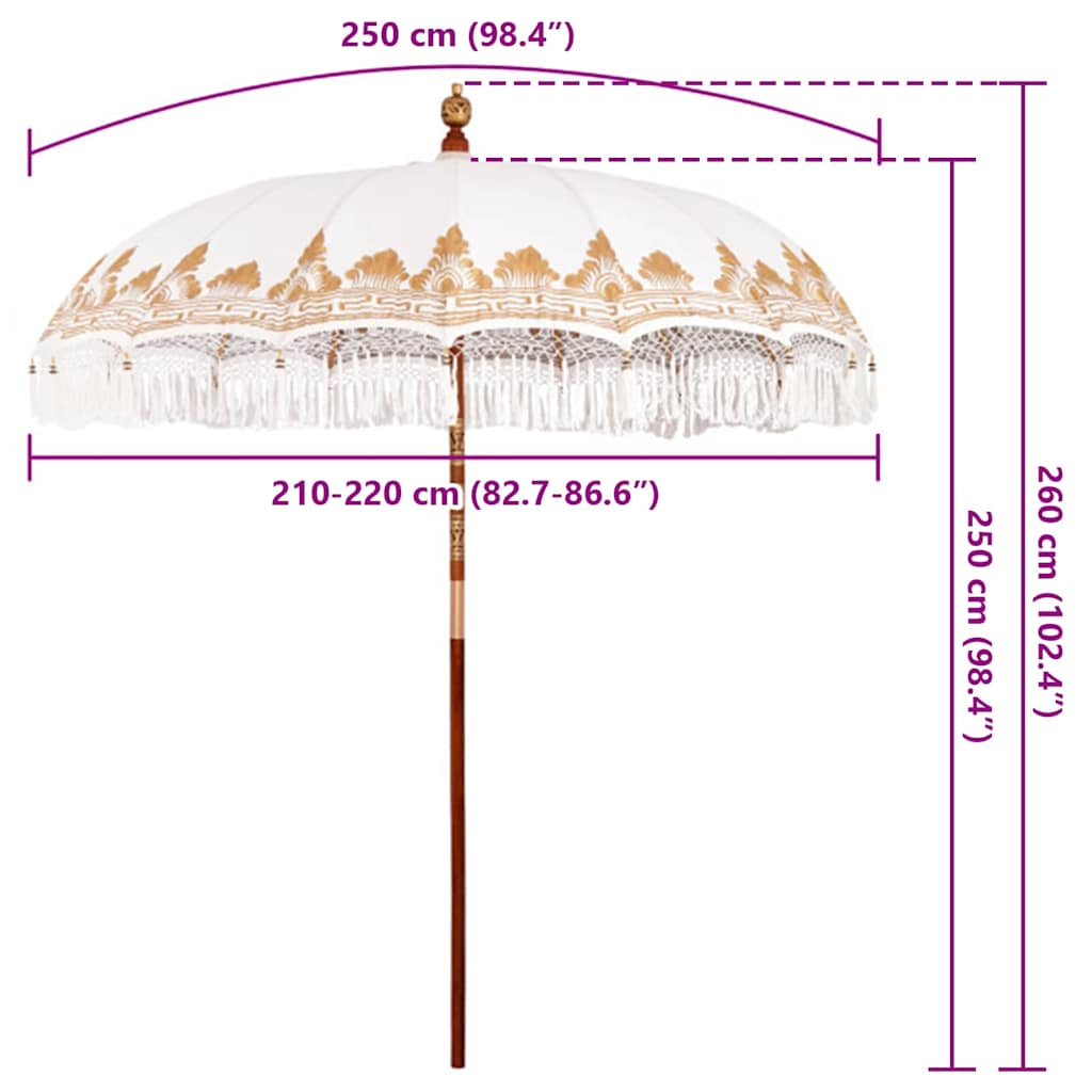 Balinesischer Sonnenschirm Creme (210-220) x 260 cm