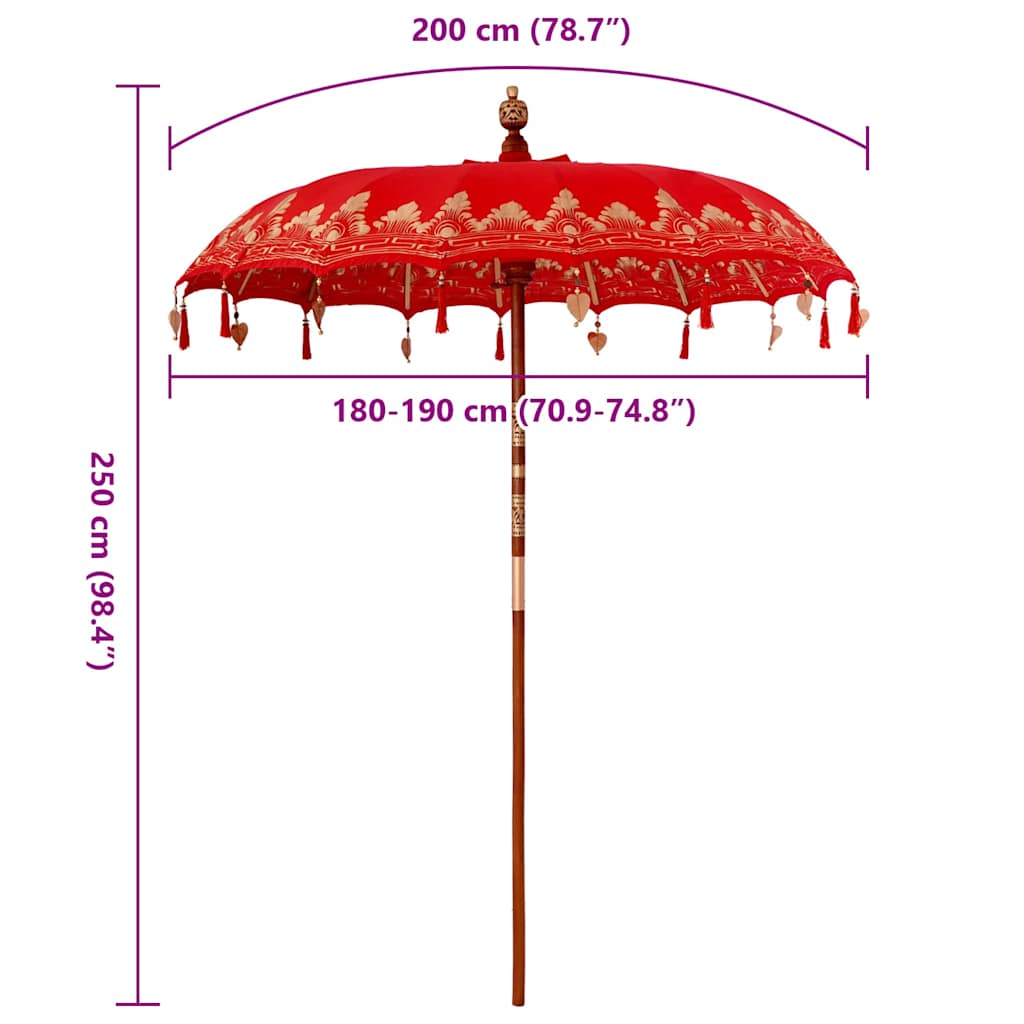 Balinesischer Sonnenschirm Rot (180-190) x 260 cm