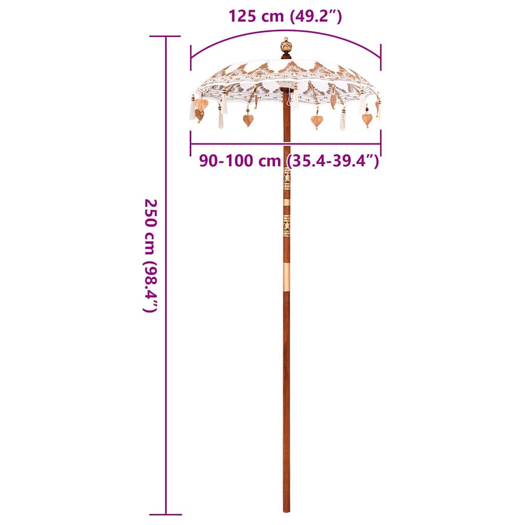 Balinesischer Sonnenschirm Creme (90-100) x 260 cm