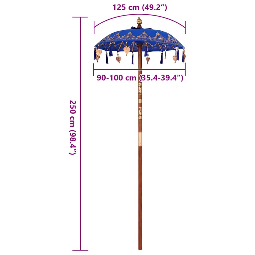 Balinesischer Sonnenschirm Blau (90-100) x 260 cm