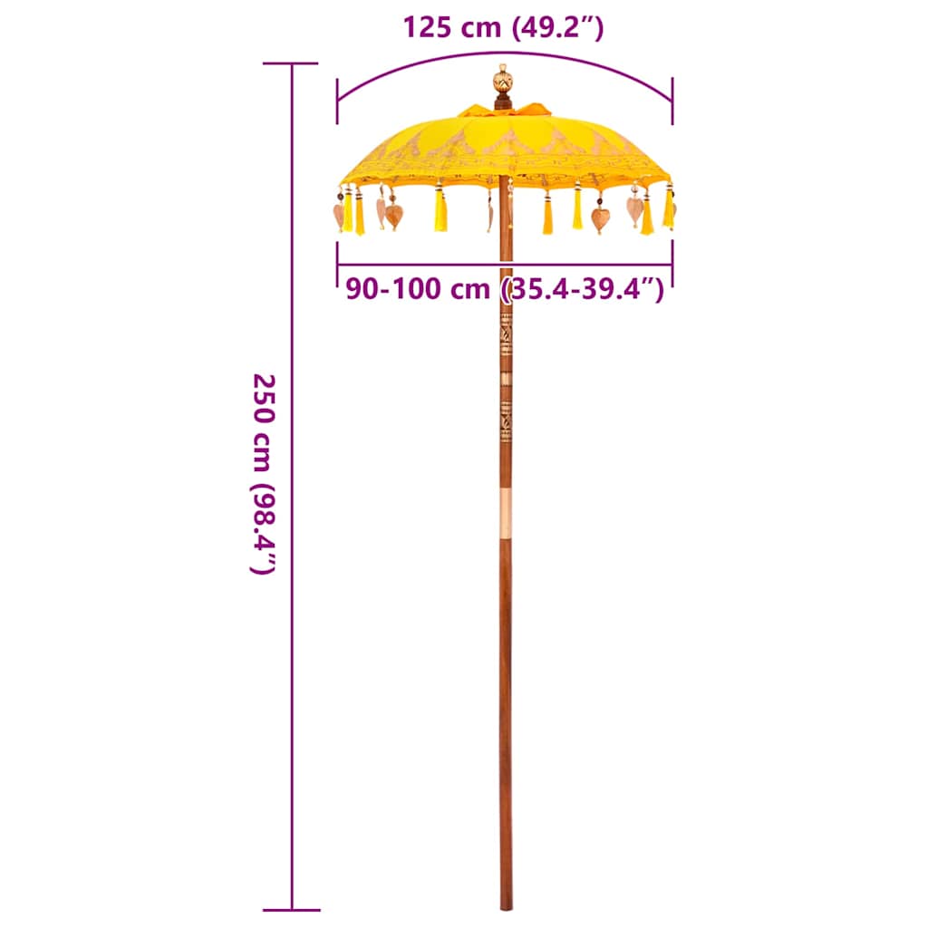 Balinesischer Sonnenschirm Gelb (90-100) x 260 cm