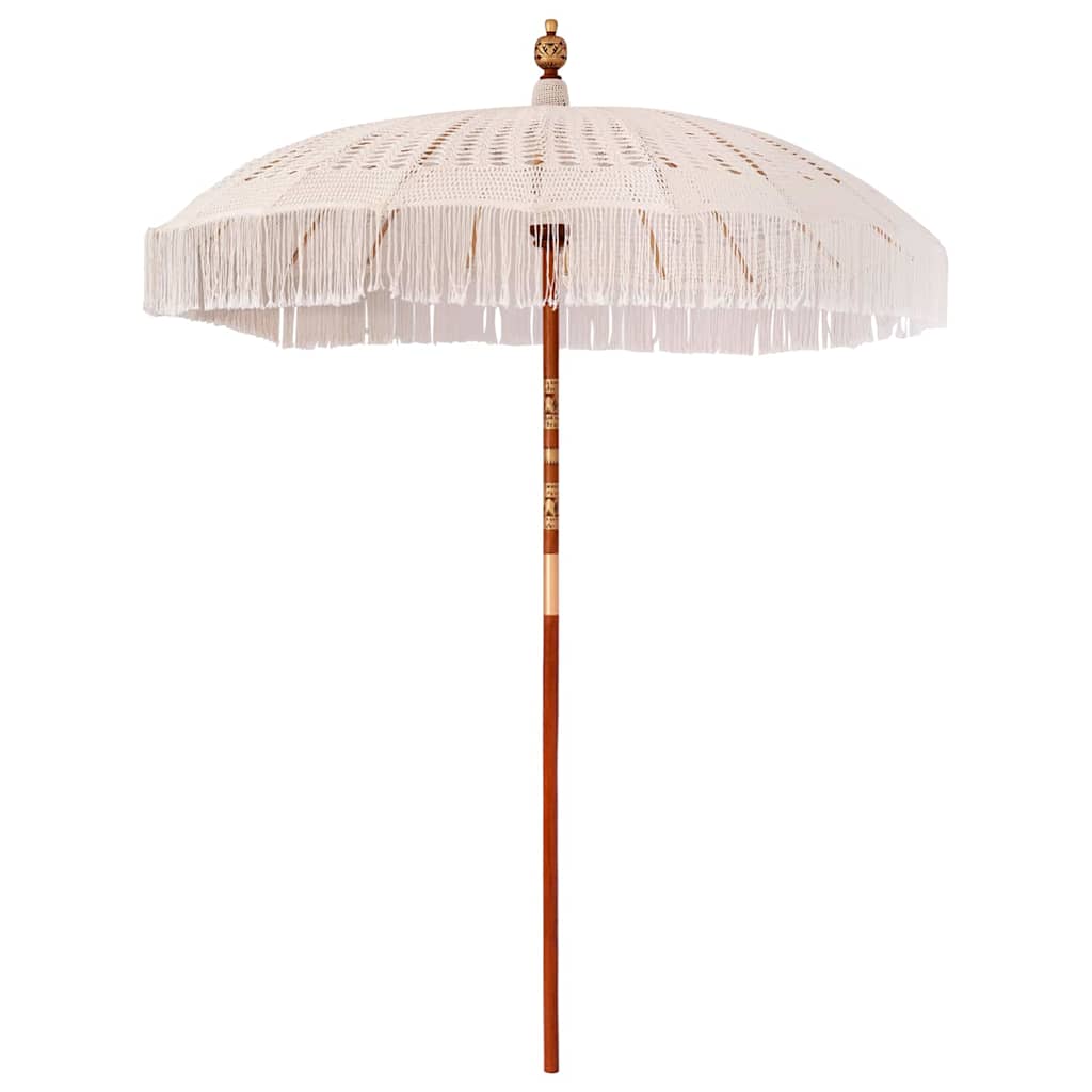 Sonnenschirm Creme (185-195) x 250 cm Baumwolle und Massivholz