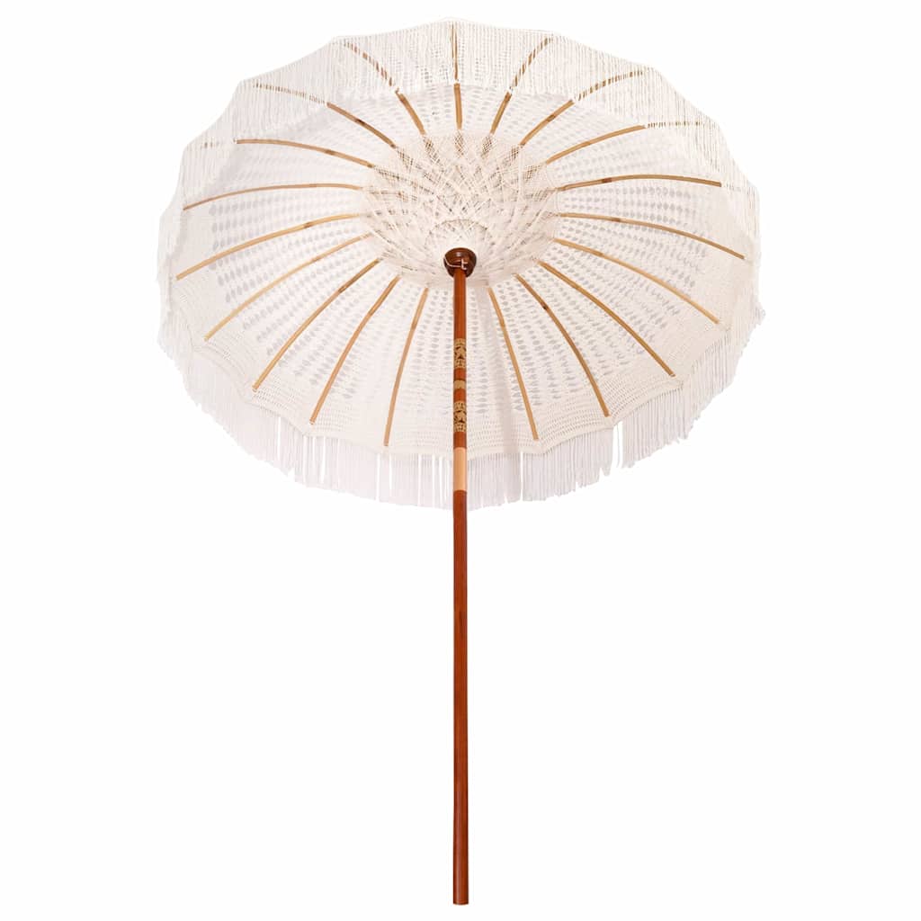 Sonnenschirm Creme (185-195) x 250 cm Baumwolle und Massivholz