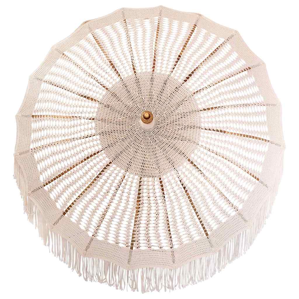 Sonnenschirm Creme (185-195) x 250 cm Baumwolle und Massivholz