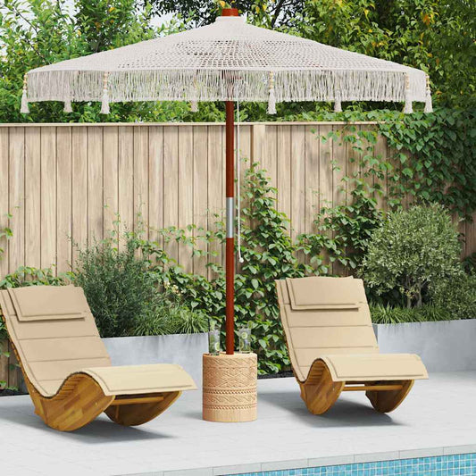 Sonnenschirm Creme (250-255) x 250 cm Baumwolle und Massivholz